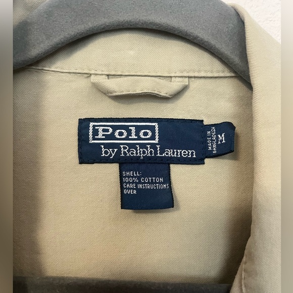 Polo by Ralph Lauren Khaki Button Down Utility Jacket 100% Cotton Size Medium - Picture 5 of 13